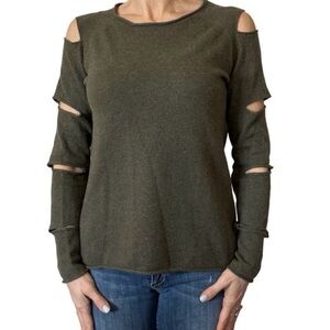 Aqua Women’s 100% Cashmere Distressed Pullover Sweater Size X-Small